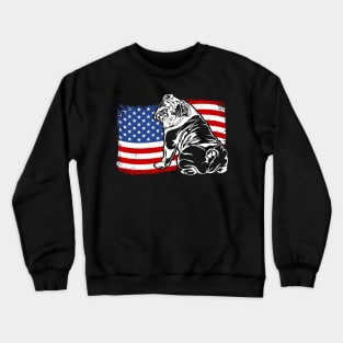 English Bulldog American Flag patriotic dog Crewneck Sweatshirt